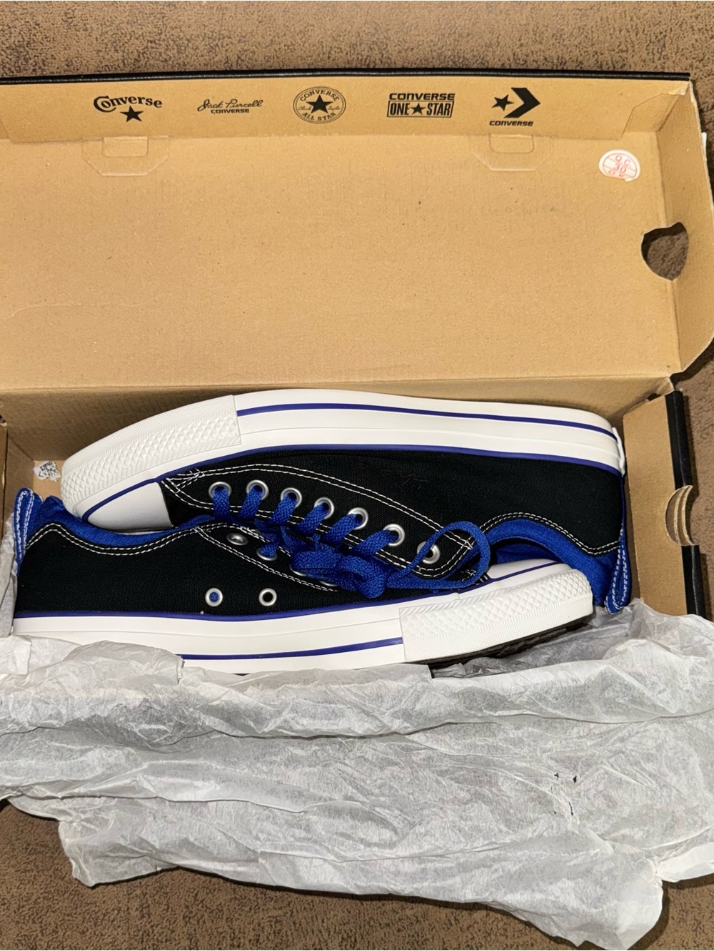 Converse Low Top Sneakers in Black, Royal Blue & Yellow - Picture 8 of 9